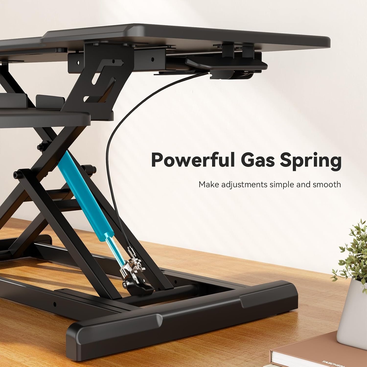 35' Standing Desk Converter, Height Adjustable Desktop Riser with Keyboard Tray for Two Monitors, Sit to Stand up Computer Workstation for Home Office, Black