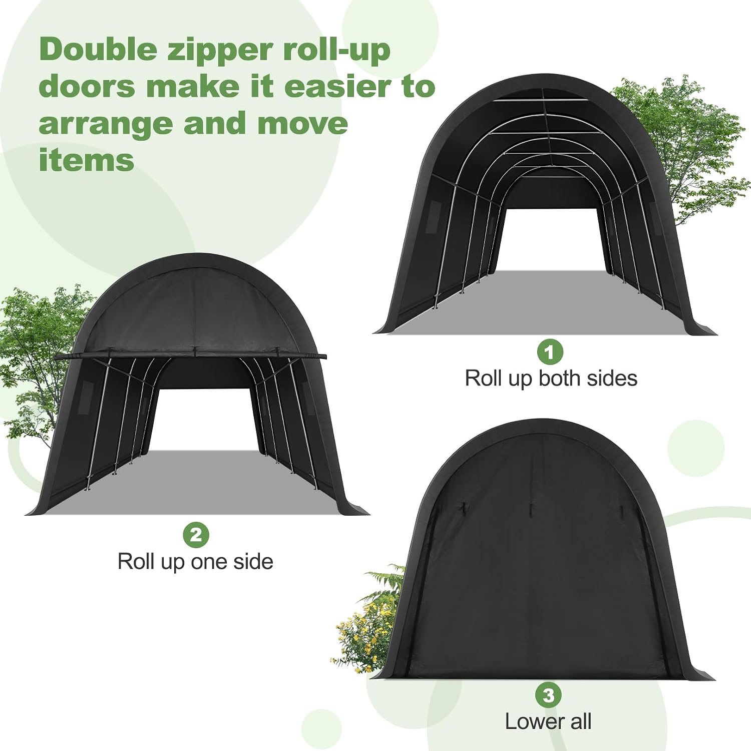 COBIZI Carport Canopy 12x20 Heavy Duty Portable Garage with Removable Doors & Vents, Galvanized Frame(Outperforms Metal) Car Port Canopy Tent with All-Season Tarp for Outdoor Storage Shed Car