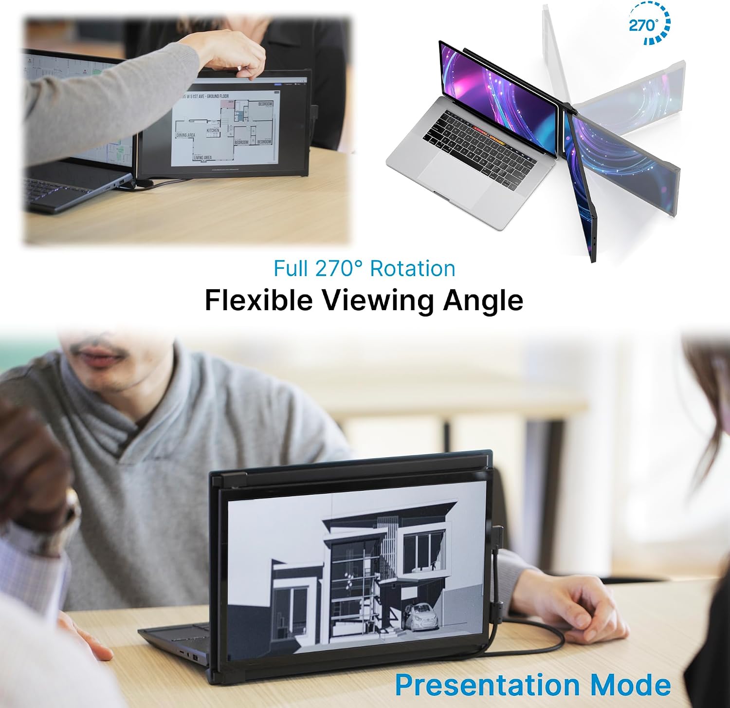 Portable Monitor for Laptops, New Mobile Pixels Duex Plus DS 13.3' Full HD IPS Dual Laptop Monitor, USB C/HDMI Plug and Play Laptop Screen Extender,Windows/Mac/Android/Switch Compatible