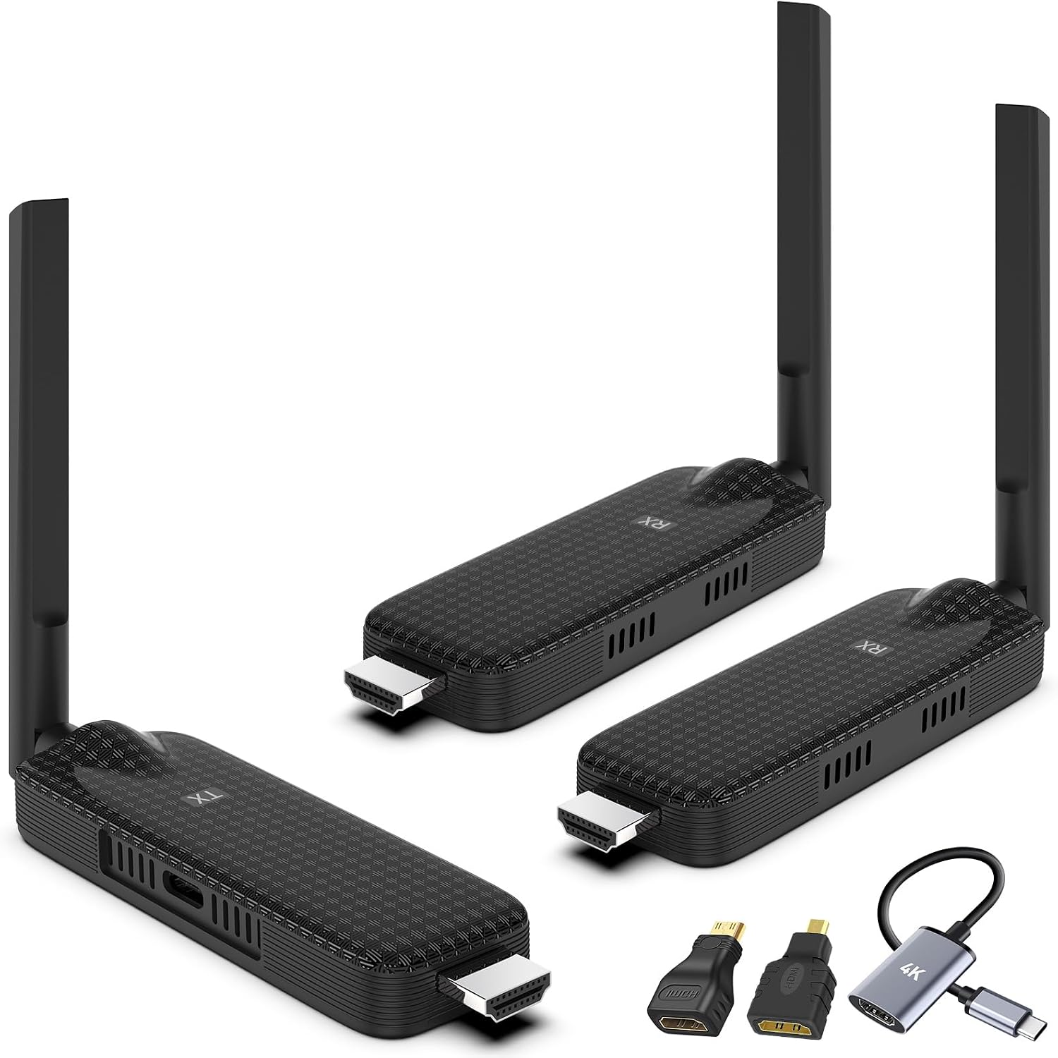 Wireless HDMI 2 Receiver and Transmitter USB-C Extender Kit,Plug & Play 165FT Portable 2.4G/5G Wirelessly Simultaneous Expansion for Multiple Screens from Laptop and Camera to TVs,Projectors