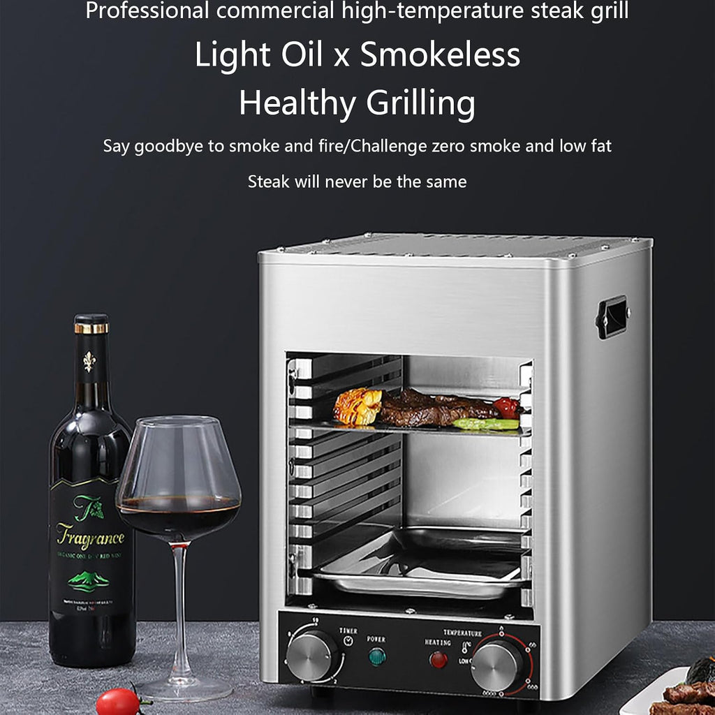 Gourmet Steak Grille (3400W), Steakhouse Quality, Ceramic Superheating Up to 800℃, Indoor Electric Grill and Sear Station, Stainless Steel