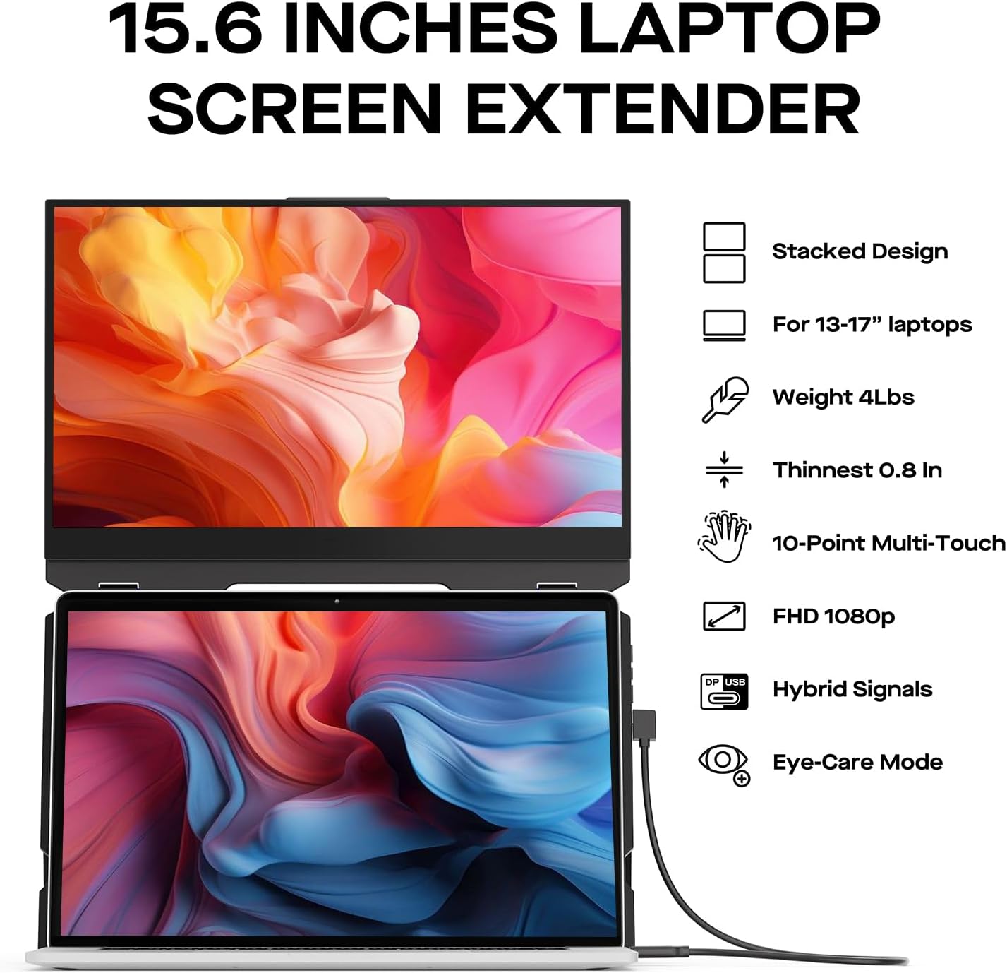 New Mobile Pixels Duex Float Portable Monitor, 15.6' FHD 1080P IPS Ultra Slim Laptop Screen Extender, USB A/USB C/HDMI Plug and Play Auto Rotated, Windows/Mac/Android/Switch Compatible