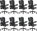 TRALT Ergonomic Office Chair - Desk Chair with Adjustable Headrest Lumbar Support Computer Chair - Mesh Comfy Chair with Flip-up Armrests - Gaming Chair for Adults Home Office PU, Black, Pack of 8