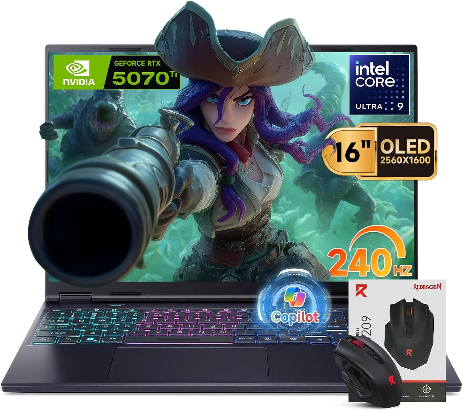 acer Predator Helios Neo 16S AI Gaming Laptop - 16' OLED 240Hz - Intel Core Ultra 9(up to 13 NPU Tops) - NVIDIA GeForce RTX 5070Ti - RGB Backlit Keyboard - Win 11 pro - Brand Accessory (32GB+2TB SSD)