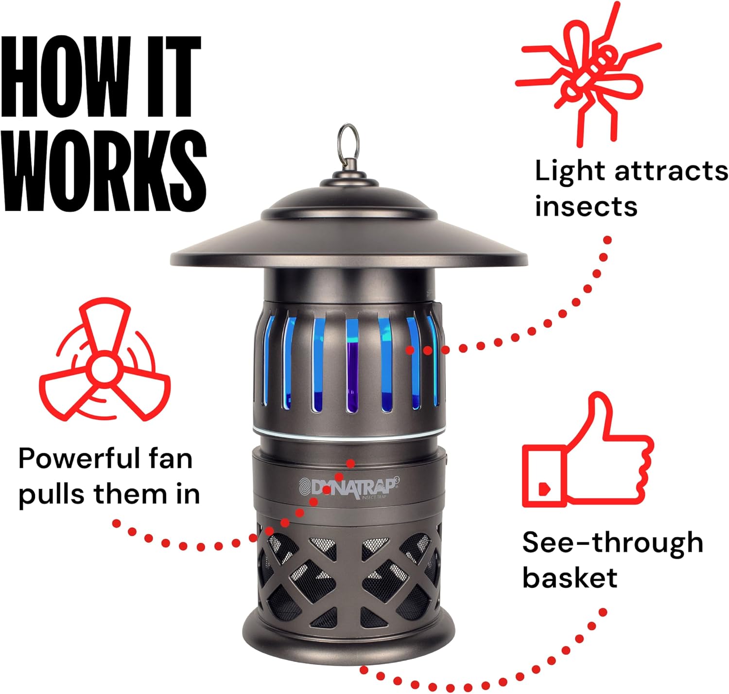 DynaTrap DT1050-TUNSR 1/2 Acre Mosquito & Flying Insect Trap, Mosquito Trap Kills Gnats, Flies, Bug Zapper Alternative, Tungsten