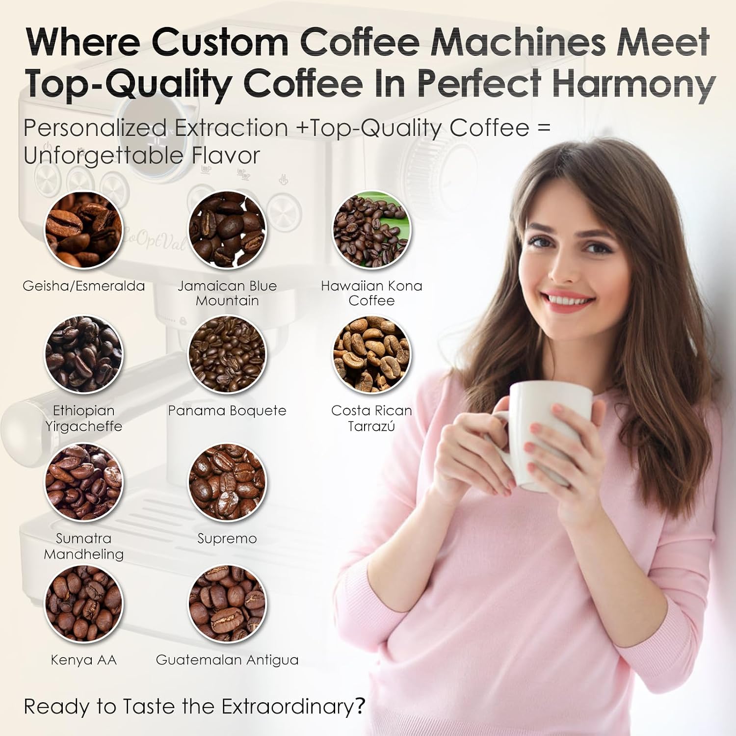 20-Bar Espresso Machine & Cafetera Espresso – Fully Customizable Brewing (Temperature, Time, Volume, Steam) – Steam Wand & Milk Frother, Stainless Steel – Latte Machine & Cappuccino Machine