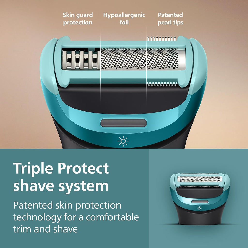 Philips Norelco Body Groomer 9000 Series, Body Hair Trimmer for Men & Intimate Shaver System with UV Cube Cleaner & Adjustable Back Attachment, 100% Showerproof, BG9480/50