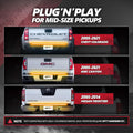 OPT7 Plug'n'Play Bundle for 2015-2020 F150 w/Blind Spot Monitor – 48' Redline Triple Row LED Tailgate Light Bar w/Sequential Amber Turn + Easy Connect Harness