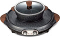 BBQ Hot Pot Dual Pot Barbecue Machine,Non-Stick All Powerful Stovetop Grill Electric Multifunctional Smoke-free Round Baking Pan Multi - Purpose Pot
