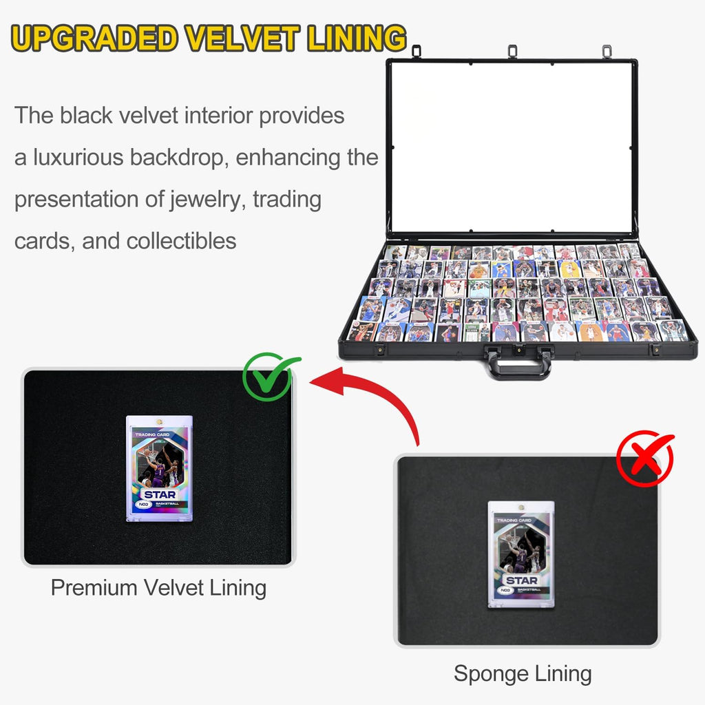 Trade Show Display Case – 34'x22' Large Aluminum Locking Tabletop Showcase for Trading Cards, Sports Cards, TCG, Jewelry – Lightweight & Portable for Exhibitions, Conventions, and Collectibles, Black