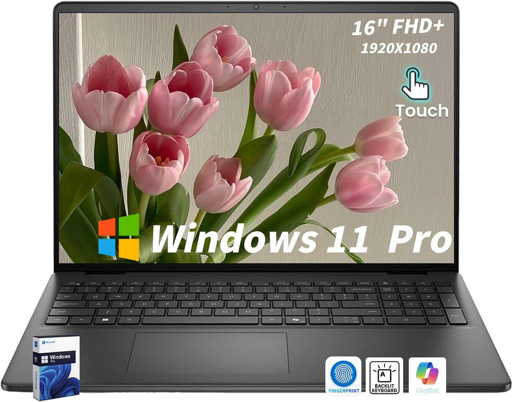 Dell 16' FHD+ Touchscreen Laptop Computer - Intel Core i7-150U Processor(10 Core, Up to 5.4Ghz), 300nits Display, Backlit Keyboard, Windows 11 Pro((32GB DDR5 RAM, 1TB SSD)