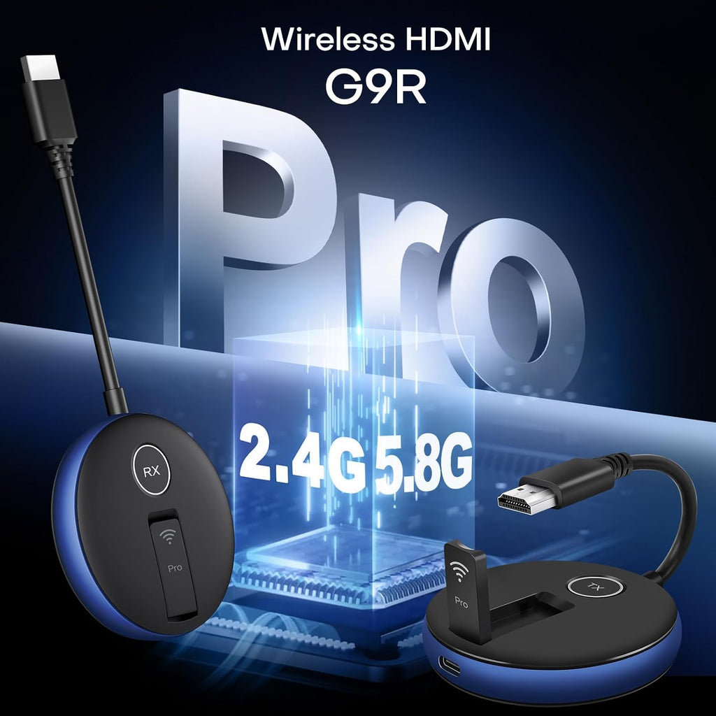 Wireless HDMI PRO- Transmitter and Receiver, Wirelessly Multi-TV Extender Kit, 5G Clip w/Heat-Control, Plug and Play 165FT/50M 2.4G/5.8G @60Hz, Stream Video from Laptop/PC to Multiple HDTV/Monitor