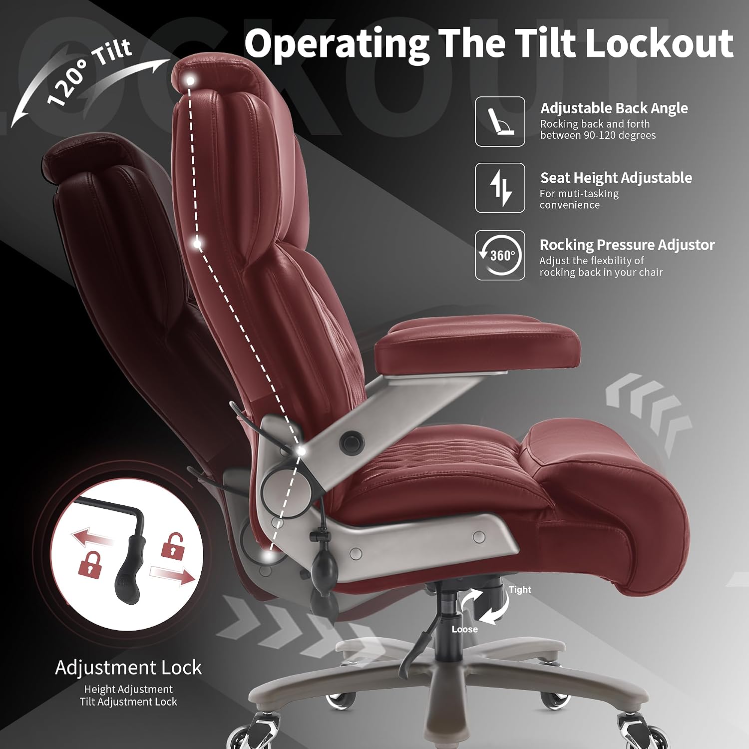 Big and Tall Office Chair 700lbs - Adjustable Headrest&Lumbar Support, 3D Flip Arms, Large Wheels &Heavy Duty Metal Base, Ergonomic High Back Computer Chair Desk Chair, Thick Padded Extra Wide Seat