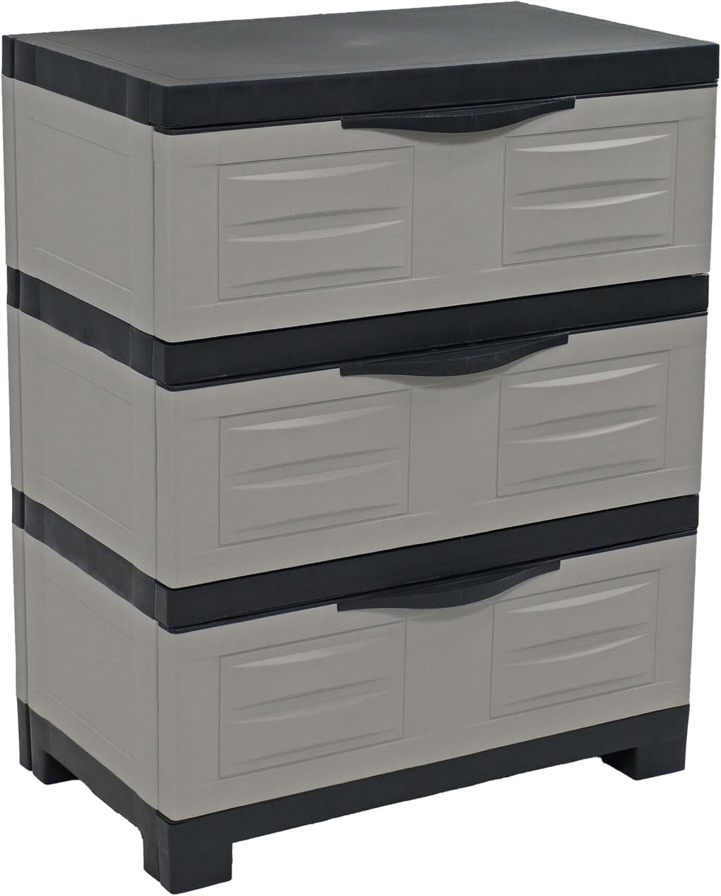 Sunnydaze 29.5' H 3-Tier Storage Cabinet with Drawers - Resin Storage Drawers Organizer - for Garage, Office, Home, Laundry Room - Gray w/Charcoal Trim