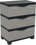 Sunnydaze 29.5' H 3-Tier Storage Cabinet with Drawers - Resin Storage Drawers Organizer - for Garage, Office, Home, Laundry Room - Gray w/Charcoal Trim
