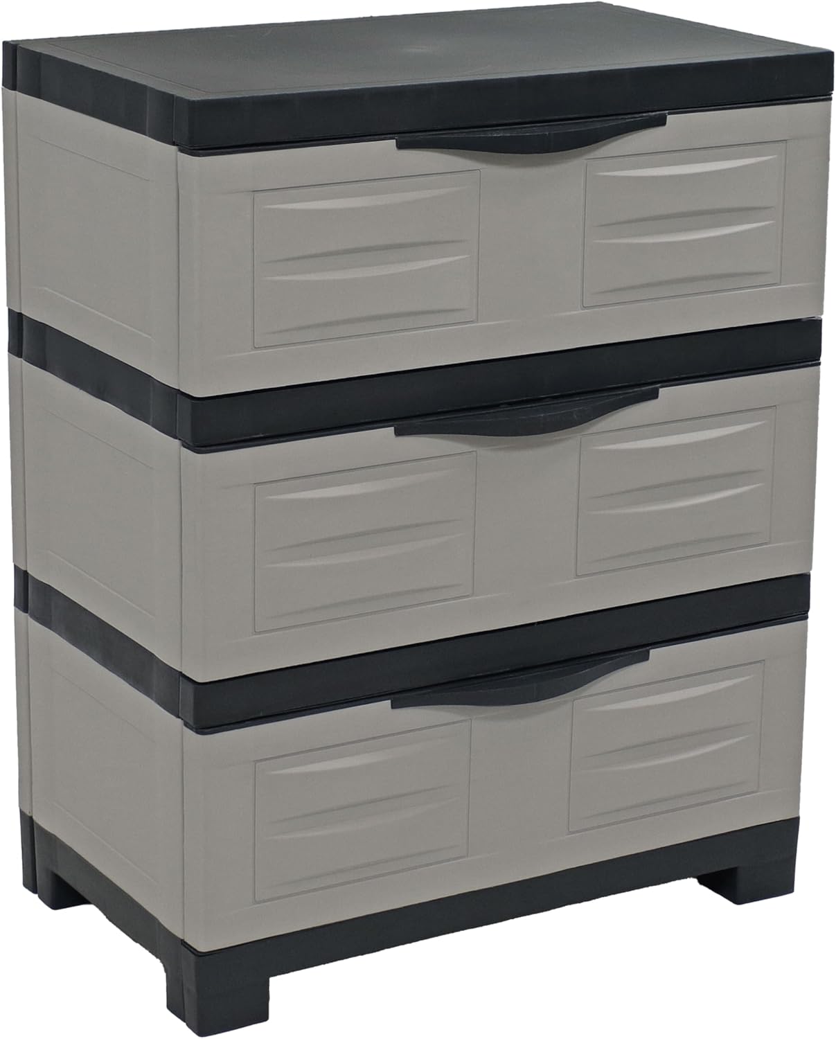 Sunnydaze 29.5' H 3-Tier Storage Cabinet with Drawers - Resin Storage Drawers Organizer - for Garage, Office, Home, Laundry Room - Gray w/Charcoal Trim