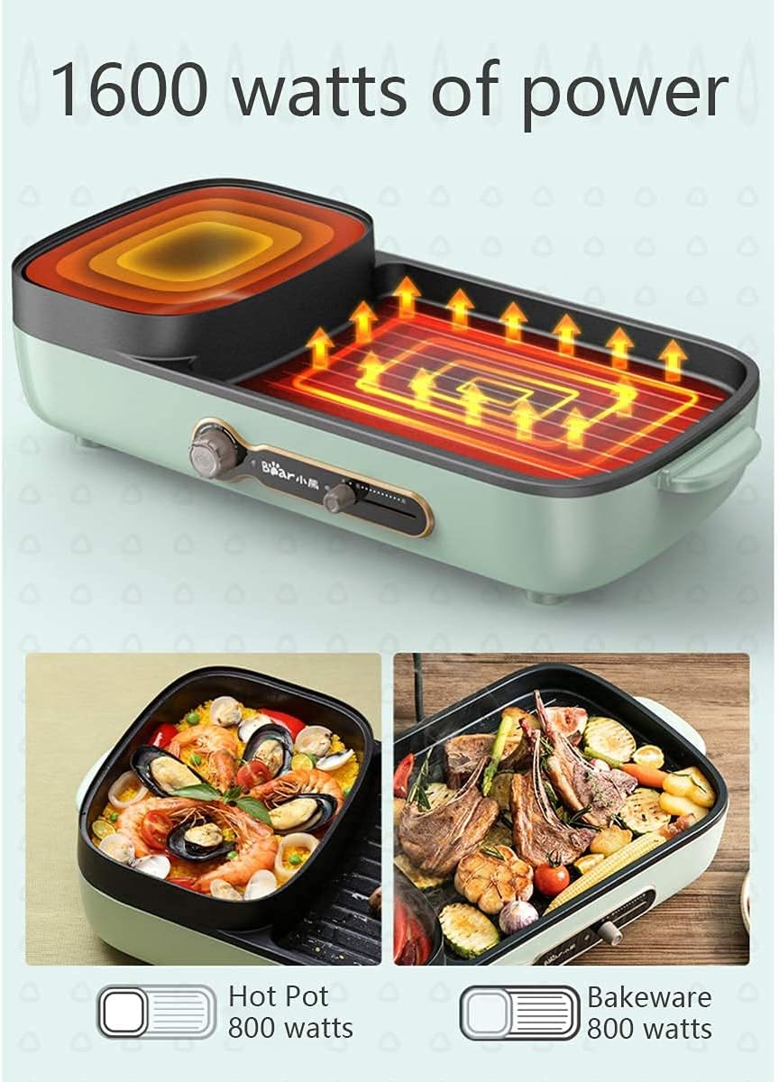 BBQ Smokeless Grill Electric Hot Pot and BBQ Grill, 2000W Multifunctional Smokeless BBQ Hot Pot Integrated Kitchen Pot Large Capacity Family Party Kitchenware