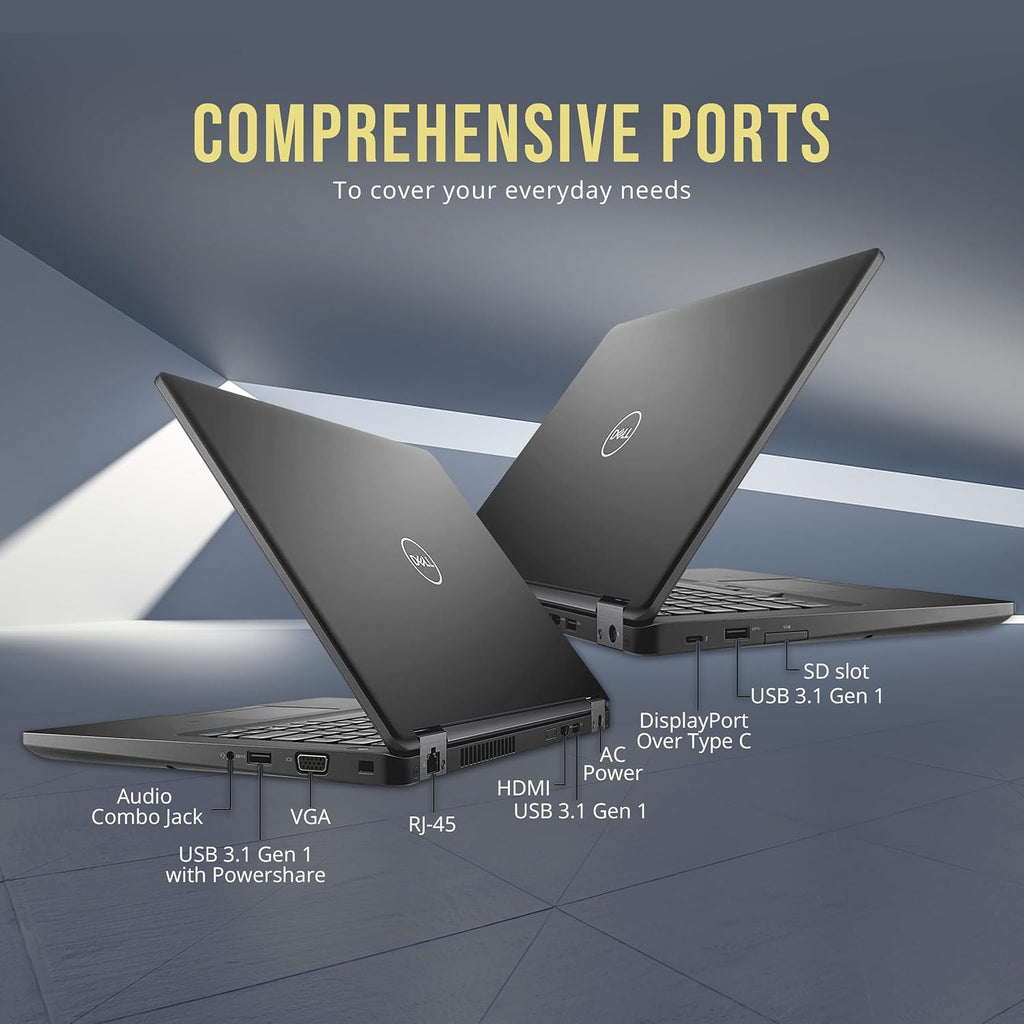 Dell Latitude 5490 14' FHD Business Laptop, Intel i5-8350U Processor, 16GB RAM, 1TB PCIe SSD, ‎Intel UHD Graphics, Backlit Keyboard, HD Webcam, Win 11 Pro, Black(Renewed)