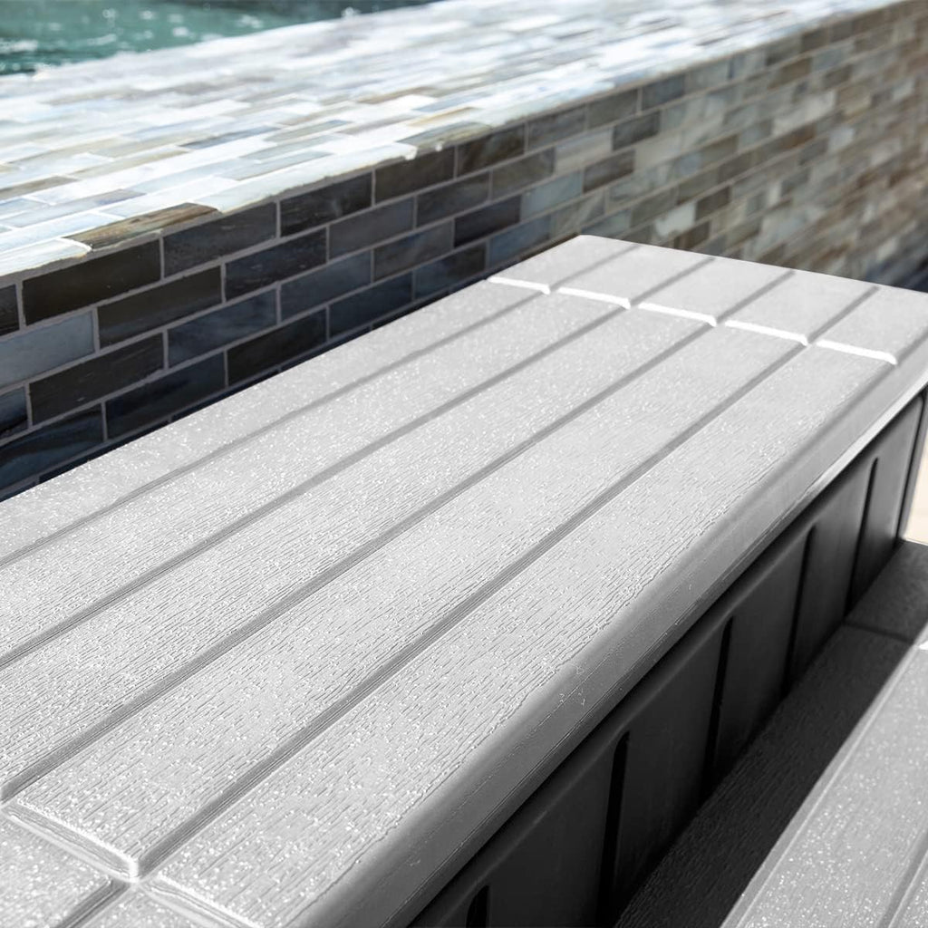 XtremepowerUS Universal Heavy Duty 2-Step Spa & Hot Tub Step Porch Steps with Large Storage Compartment Non-Slip Resistant Step Stairs 36' Inches Long Stool Pool Ladder, Grey