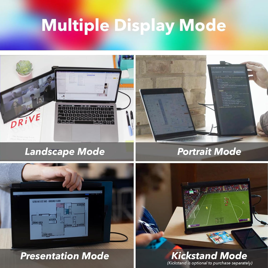 Duex Plus DS Laptop Screen Extender,13.3' FHD 1080P IPS Laptop Monitor Extender,USB Type-C/HDMI Plug and Play Portable Monitor for 13'-14.5' Laptops,Support Windows/Mac/Android/Switch Compatible