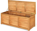 Tangkula 46 Gallon Acacia Wood Deck Box, Garden Backyard Storage Bench, Outdoor Storage Container for Patio Furniture Cushions and Gardening Tools