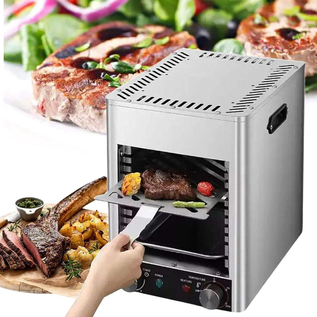 1700W Electric Steak Grill Indoor,10 Layers Automatic Steak Broiler Steak Smoker Grill with 2 Plates, 5min Warm-Up,PTC Heating,800℃ Adjustable Tempe & 10Min Timer,for Beef Chicken Vegetables