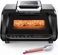 Indoor Grill Air Fryer with Window, 7-in-1 Smokeless Electric Air Grill, Air Fryer/Bacon/Roast/Grill/Vegetables/Dehydrate/Air Crisp, Preheat Even Heat, with Stainless Steel Tongs
