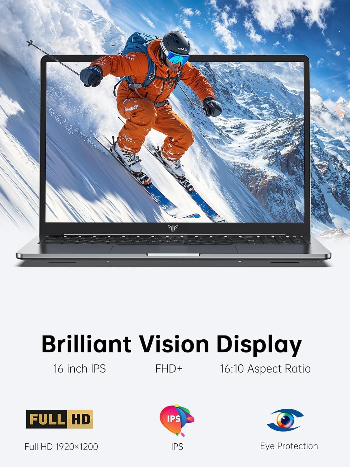 KAIGERR Laptop, 16GB DDR4 512GB SSD Laptop Computer, 16.0inch Windοws 11 Laptop with Ιntel 12th Quad-Core Processor(Up to 3.4GHz), 1920P FHD Display, WiFi 6, USB3.2, Type_C