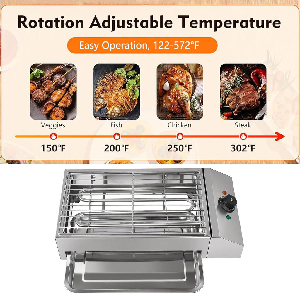 2600W Countertop Electric Griddle Flat Top Grill Portable Barbecue Grill Countertop Smokeless Indoor Grill Non-Stick Cooking Removable Plate BBQ Grill with Removable Temperature Control