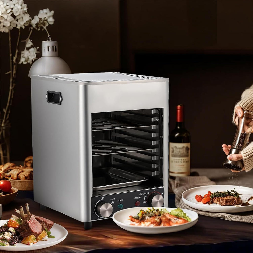 Electric Steak Grill Indoor, 8 Tier Steak Broiler, 1700W Tabletop Steak Grill, 800℃ Adjustable Temperature, for Party, Camping