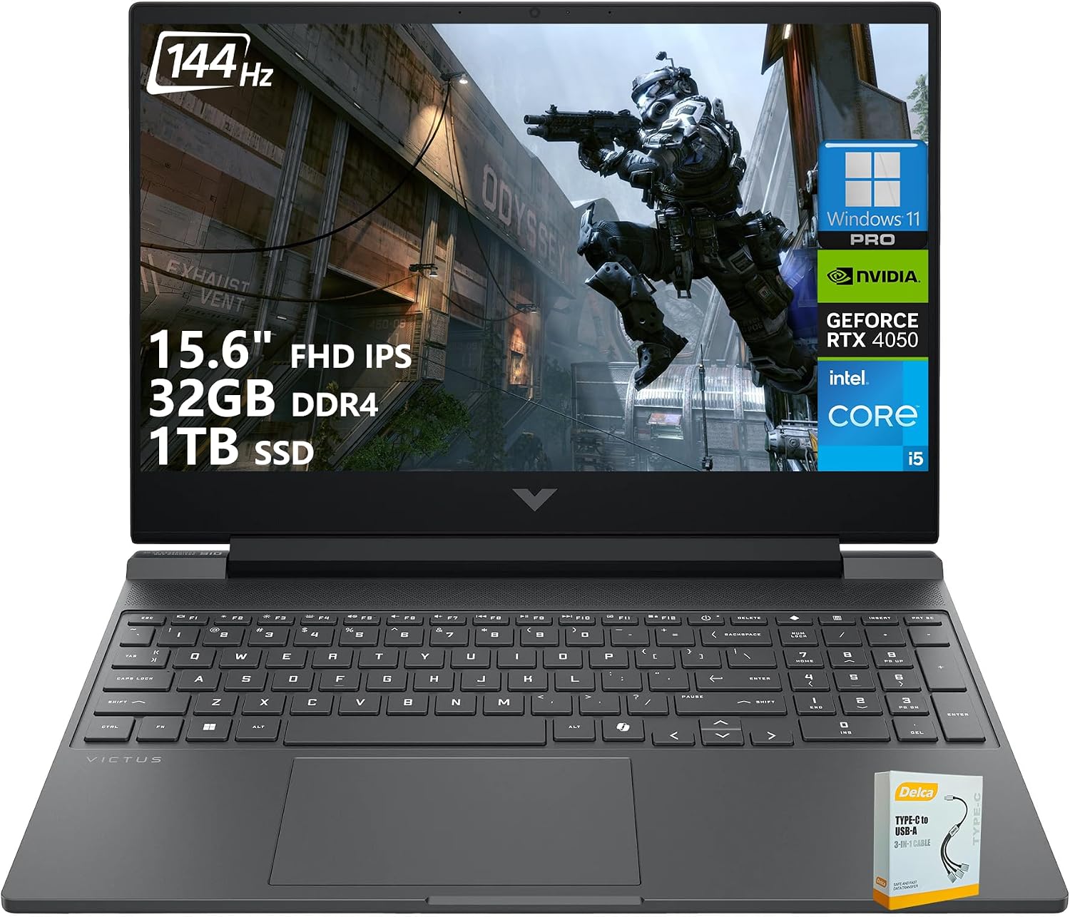 HP Victus Gaming Laptop | 15.6' FHD IPS 144Hz Anti-Glare | Intel 8-Core i5-13420H (>i7-12650H) | 32GB DDR4 1TB SSD | GeForce RTX 4050 6GB | Backlit Type-C WiFi 6 Fast Charge Win11 Pro w/DLCA Accessory