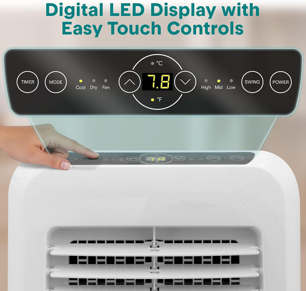 SereneLife Small Air Conditioner Portable 12,000 BTU with Built-in Dehumidifier - Portable AC Unit for Rooms up to 550 sq ft - Remote Control, Window Mount Exhaust Kit