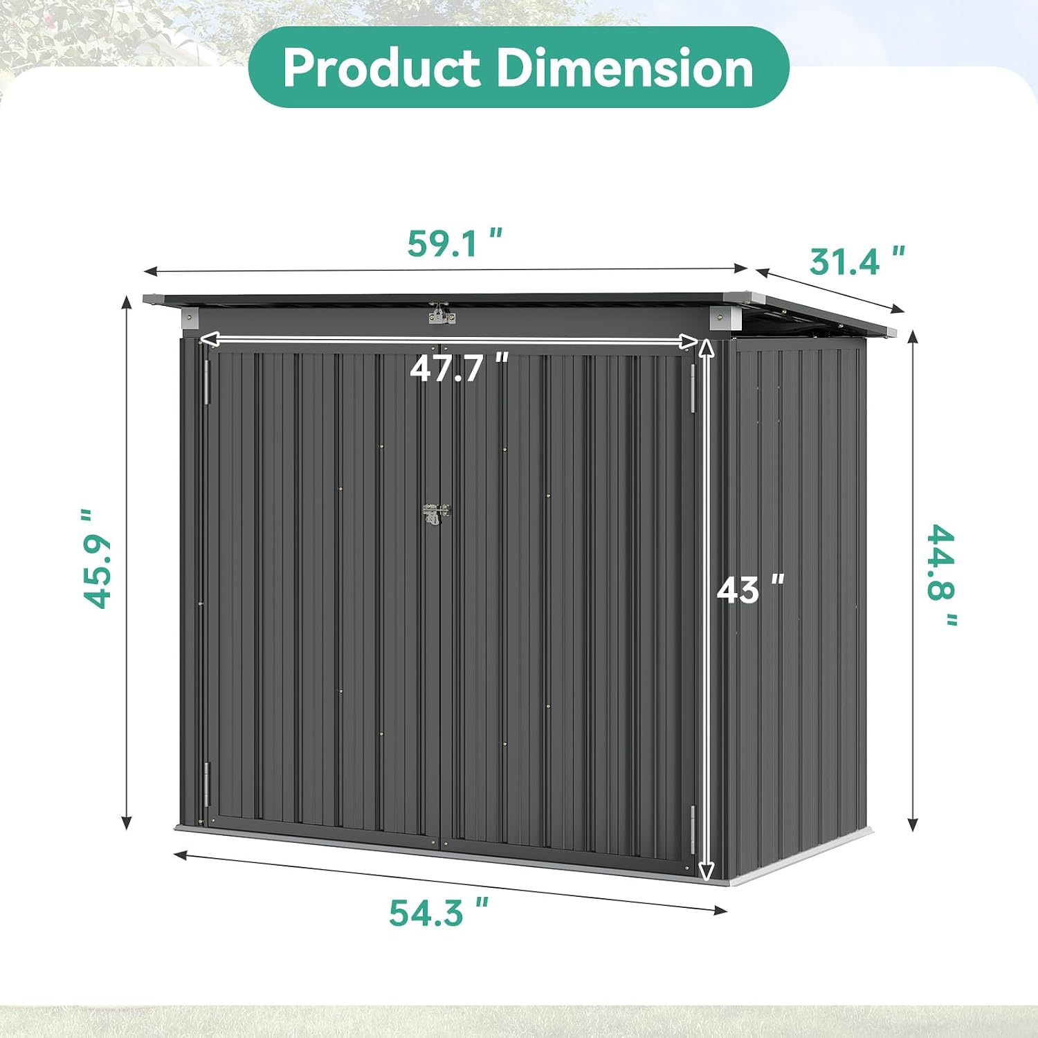 Aoxun Premium Outdoor Storage Shed Material Upgraded Version Metal Trash Can Storage with Chain Lid Waterproof Outdoor Garbage Can Organizer, Ideal for 2 Trash Bins, Generator, Garden Tools (Black)