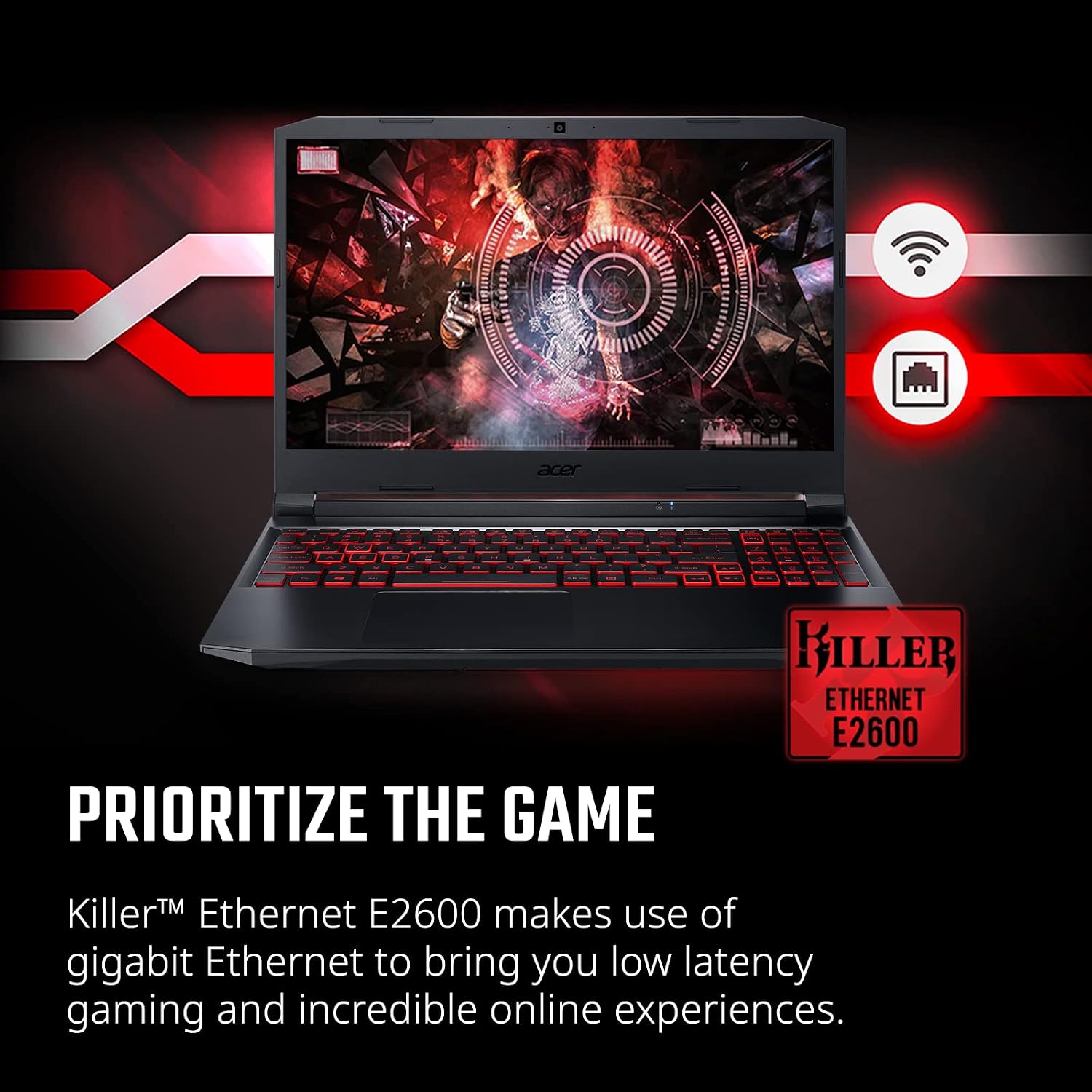 Acer Nitro 5 AN515-57-79TD Gaming Laptop | Intel Core i7-11800H | NVIDIA GeForce RTX 3050 Ti Laptop GPU | 15.6' FHD 144Hz IPS Display | 8GB DDR4 | 512GB NVMe SSD | Killer Wi-Fi 6 | Backlit Keyboard
