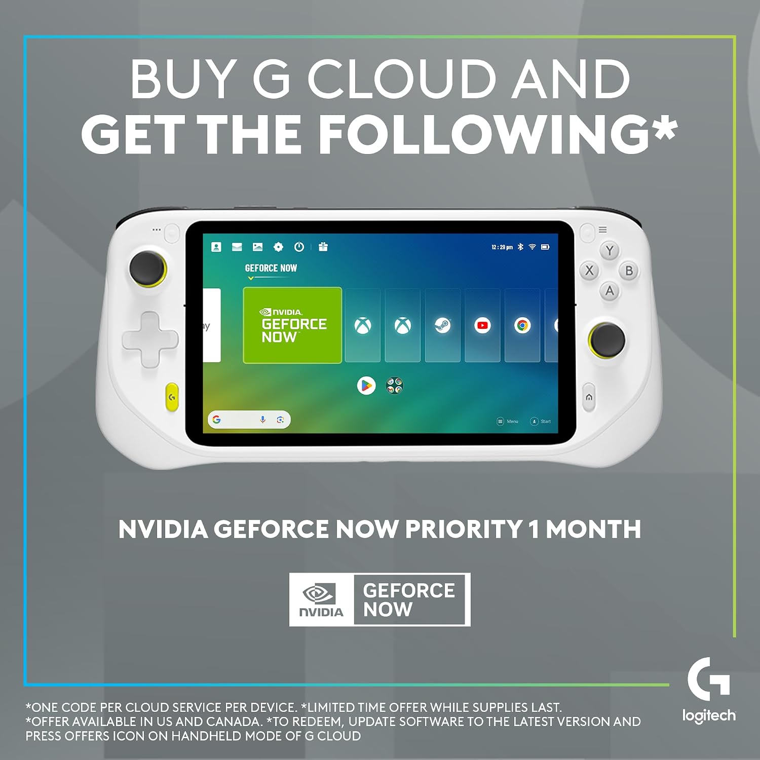 Logitech G Cloud Gaming Handheld, Portable Gaming Console with Long-Battery Life, 1080P 7-Inch Touchscreen, Lightweight Design, Xbox Cloud Gaming, NVIDIA GeForce NOW, Google Play