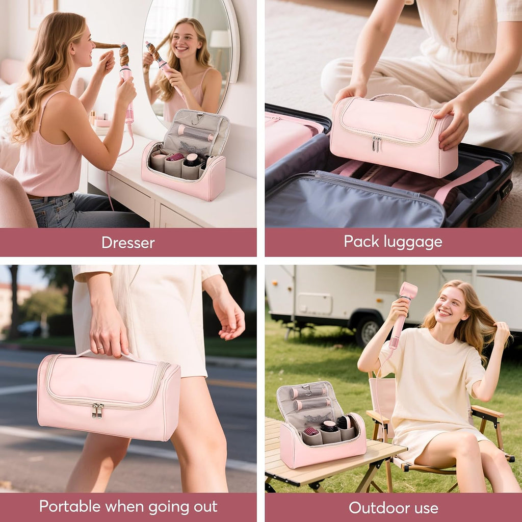 5 in 1 Hot Air Styler Wrap with Travel Bag- Professional High-Speed Hair Dryer Brush with Auto Wrap Curlers, 300 Million ions Frizz-Free and Fast Drying for Multiple Style, No Heat Damage, Gift Idea