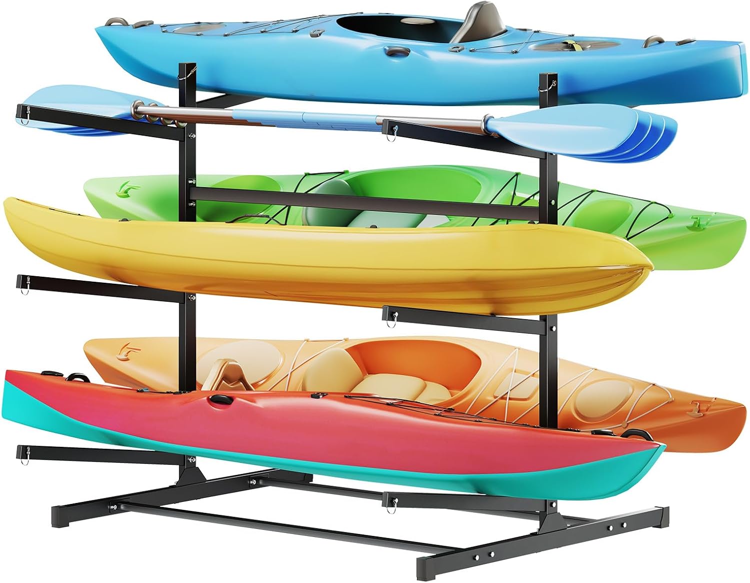 VEVOR Kayak Storage Rack, Heavy Duty Adjustable Freestanding Stand with Lockable Wheels for Indoor Outdoor Garage Shed Dock, Holder for Canoe, SUP, Surfboard & Paddleboard