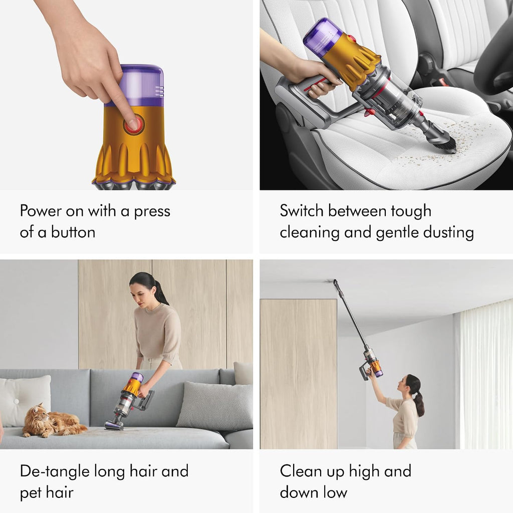 Dyson V12 Detect Slim Cordless Vacuum Cleaner,Yellow/Iron (Renewed), Large