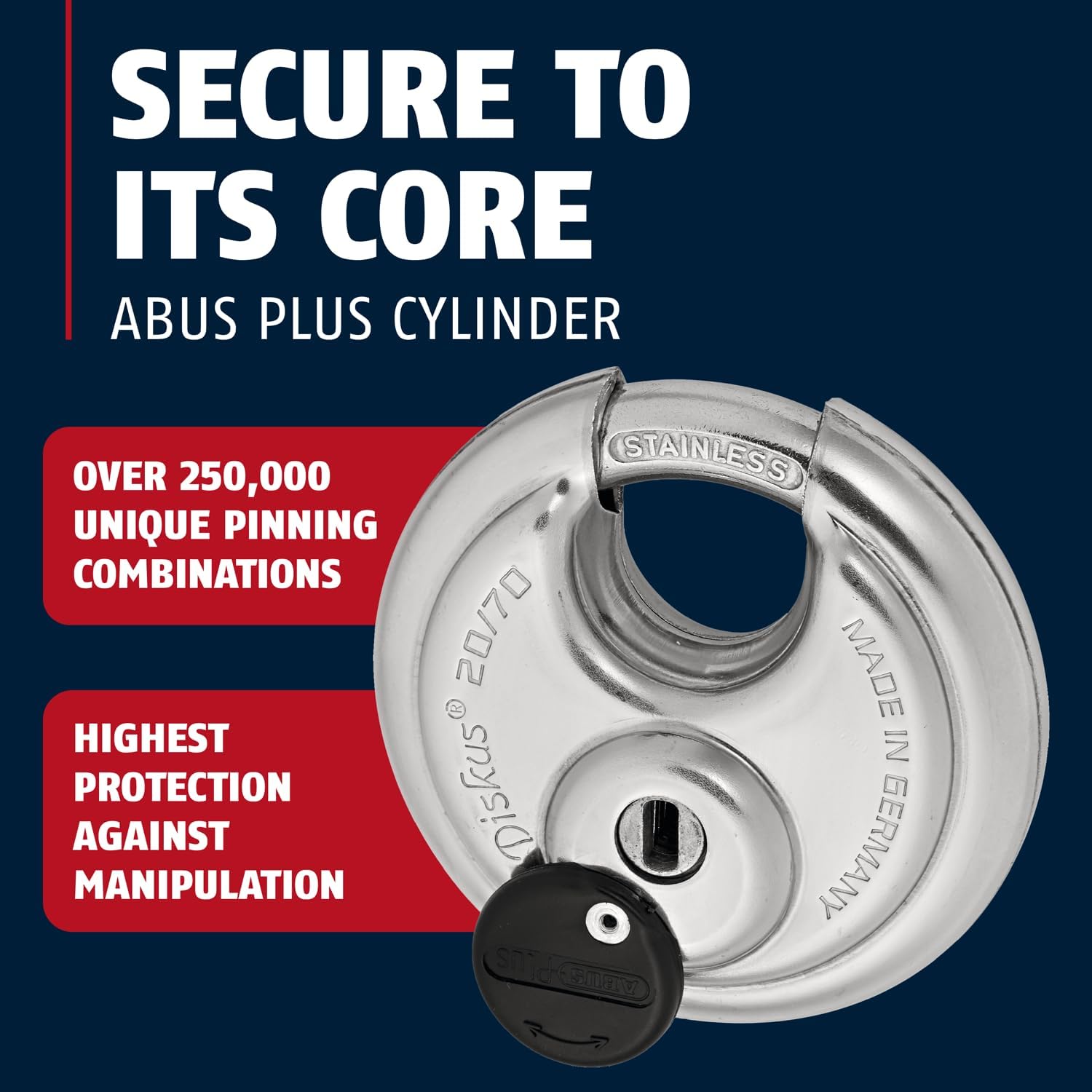 ABUS - Diskus 20/70 Padlock with Key - 6 Pack (2.75') 70mm - Heavy Duty Stainless Steel - Cut, Rust & Drill Resistant - Storage & Outdoor - Pad Lock with 2 Keys (Keyed Different) - Home Security