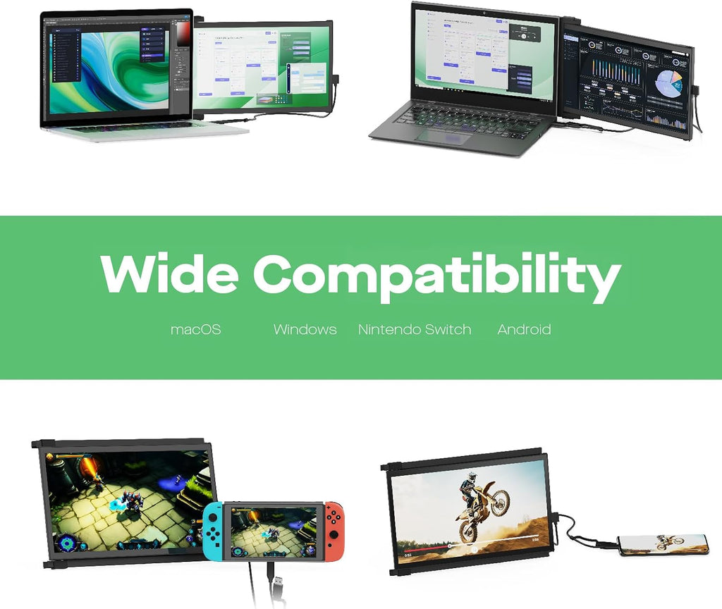 Portable Monitor - 2026 Mobile Pixels Nexus 14.1' Laptop Screen Extender, IPS Ultra Slim Laptop Monitors, USB C/USB A/HDMI 1080P Monitor for 14'-17' Laptops, Windows/macOS/Android/Switch Compatible