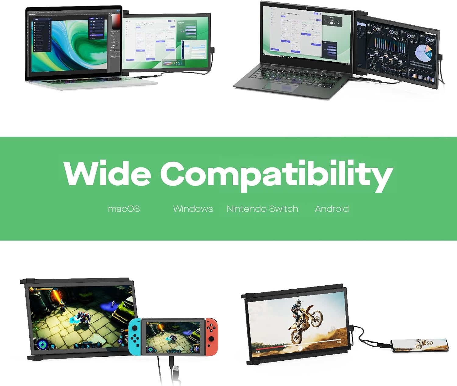 Portable Monitor - 2026 Mobile Pixels Nexus 14.1' Laptop Screen Extender, IPS Ultra Slim Laptop Monitors, USB C/USB A/HDMI 1080P Monitor for 14'-17' Laptops, Windows/macOS/Android/Switch Compatible
