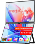MAGICRAVEN Portable Dual Monitor for Laptop, Foldable Laptop Screen Extender, Plug & Play No Driver, 1080P FHD IPS Triple Screen for Travel & Office, Compatible with Mac, Windows -18.5'
