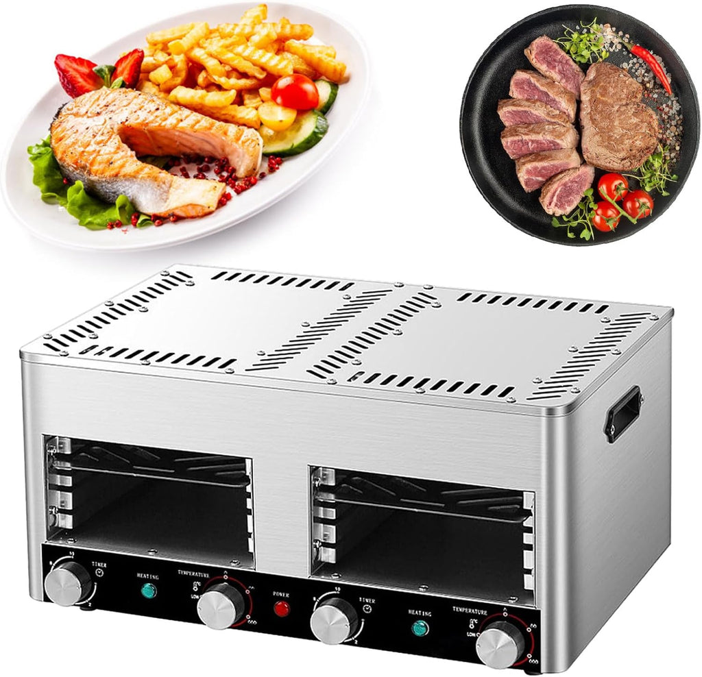 Indoor Grill and Smokeless, with Stepless Knob to Control Temperature and Time | 400-1450℉, BBQ Broiler, Portable, Electric Grill,B-110V