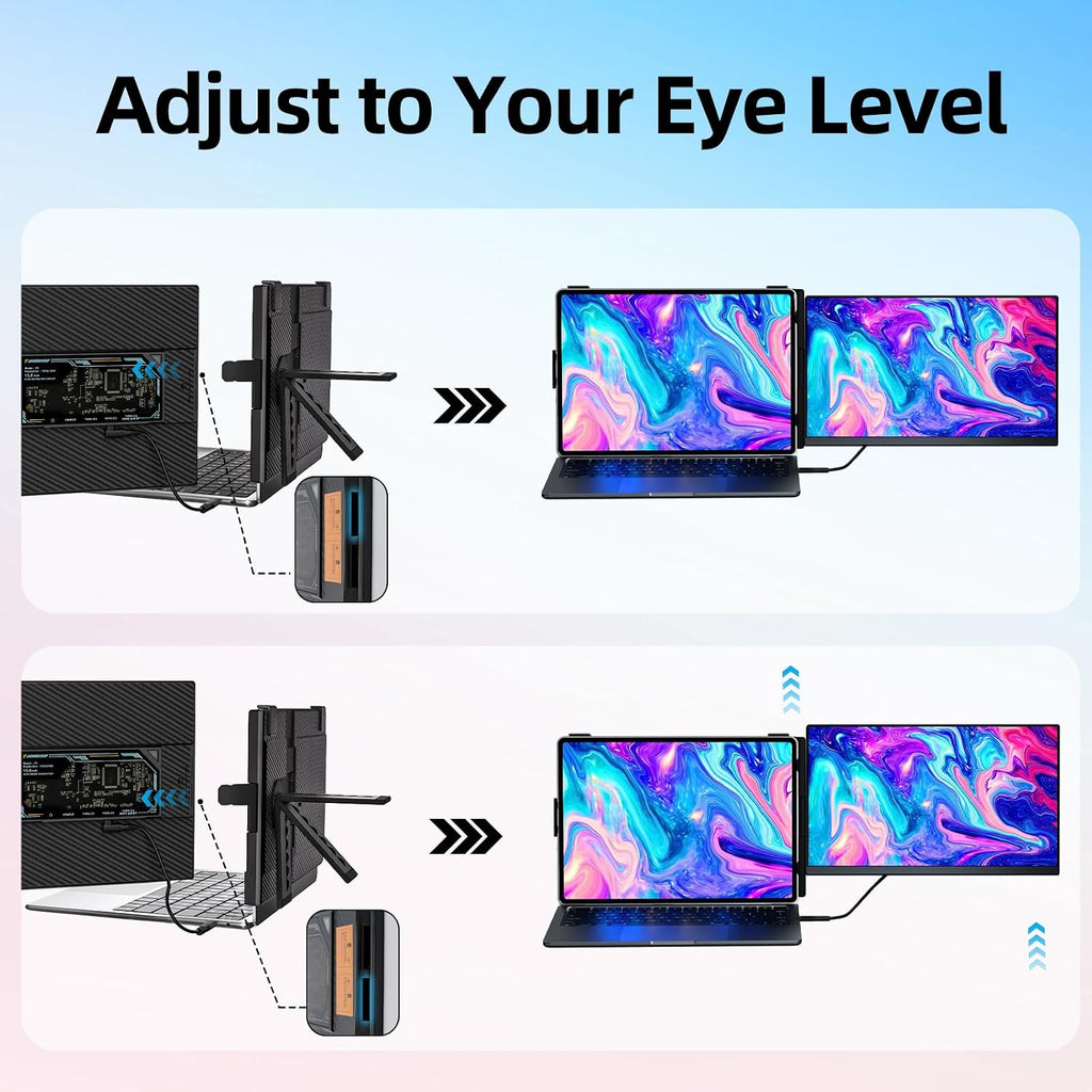 Laptop Screen Extender Dual Monitor - 15.6' Portable Monitor Detachable IPS 1080P FHD 85% NTSC Travel Screen USB-C HDMI Port Compatible with Wins Mac Chrome Dex Fits 13-17' Laptops