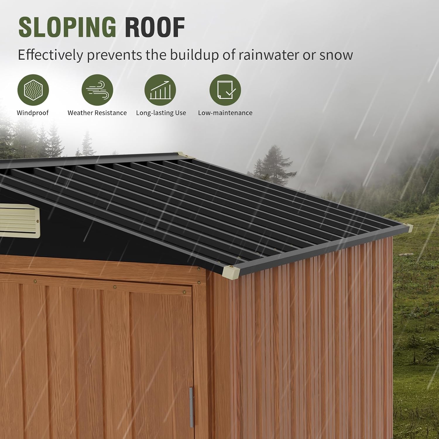 Outdoor Storage Shed 6x4 Ft, Lockable Metal Garden Shed with Window, Tool Shed Tiny House Vertical Outside Storage Building for Backyard, Lawn, Patio, Bike