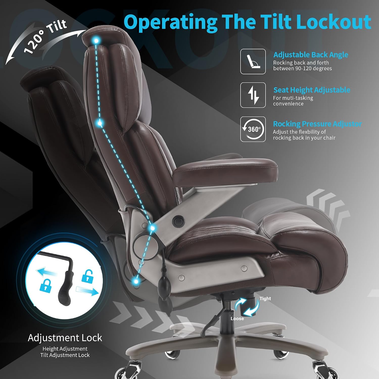 Big and Tall Office Chair 700lbs - Adjustable Headrest&Lumbar Support, 3D Flip Arms, Large Wheels &Heavy Duty Metal Base, Ergonomic High Back Computer Chair Desk Chair, Thick Padded Extra Wide Seat
