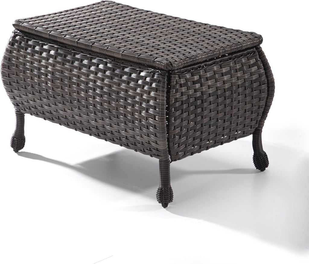 Outdoor Storage Table Patio Coffee Table All Weather Wicker Side Table with Storage Room Rattan Furniture for Toys and Garden Tools