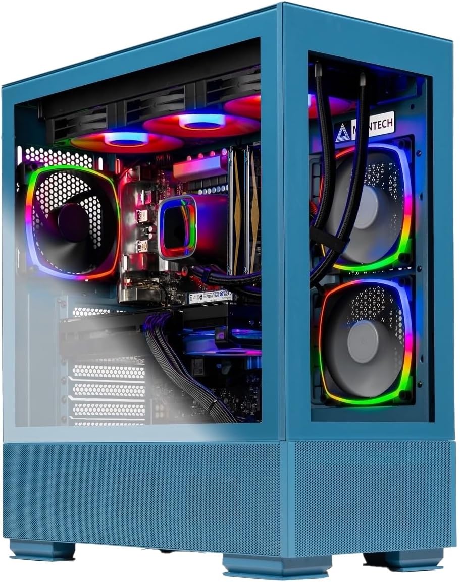 Skytech Gaming Azure Gaming PC, AMD Ryzen 7 7800X3D 4.2GHz, AMD RX 9060XT 16GB, 1TB Gen4 NVMe SSD, 32GB DDR5 RAM 5600, 850W Gold ATX 3 PSU, 360 ARGB AIO, Wi-Fi, Win 11, Desktop