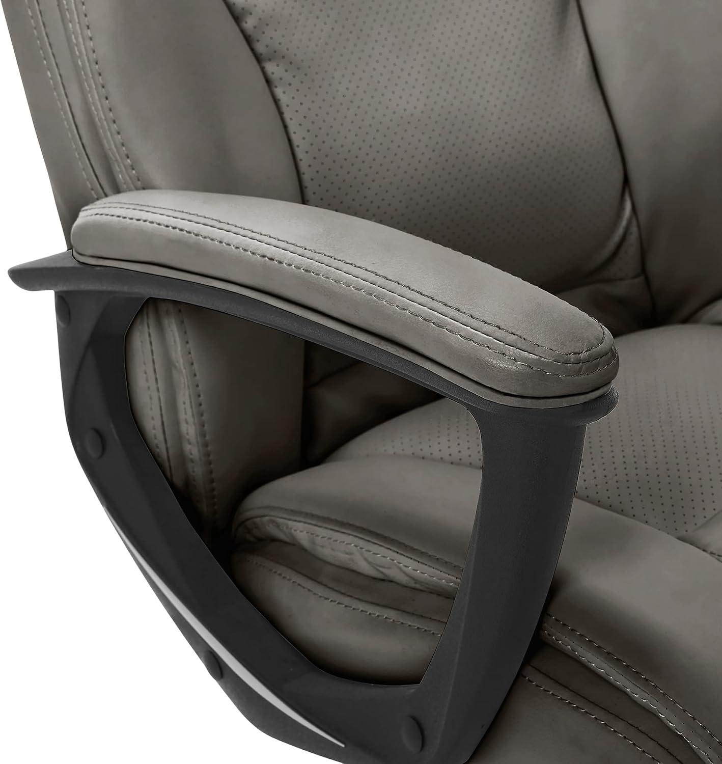 Serta Connor Executive Office Chair, Ergonomic Computer Chair with Layered Body Pillows, Contoured Lumbar, Adjustable Seat Height, Bonded Leather, Gray