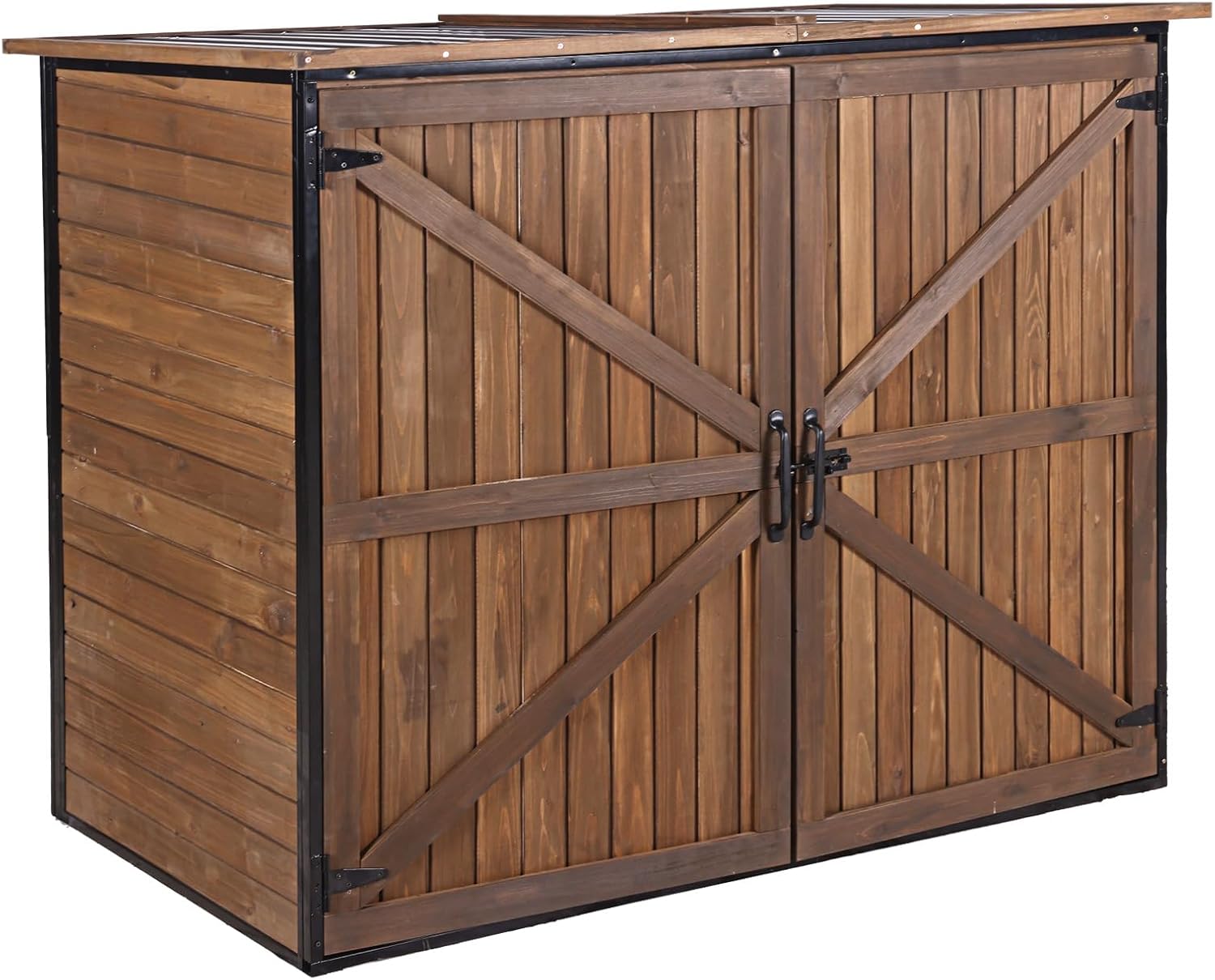 Aivituvin Outdoor Storage Cabinet Trash Can Storage Shed Upgraded with Metal Frame for Garbage Can, Gardening Tools and Accessories 50' L x 27.6' D x 41' H